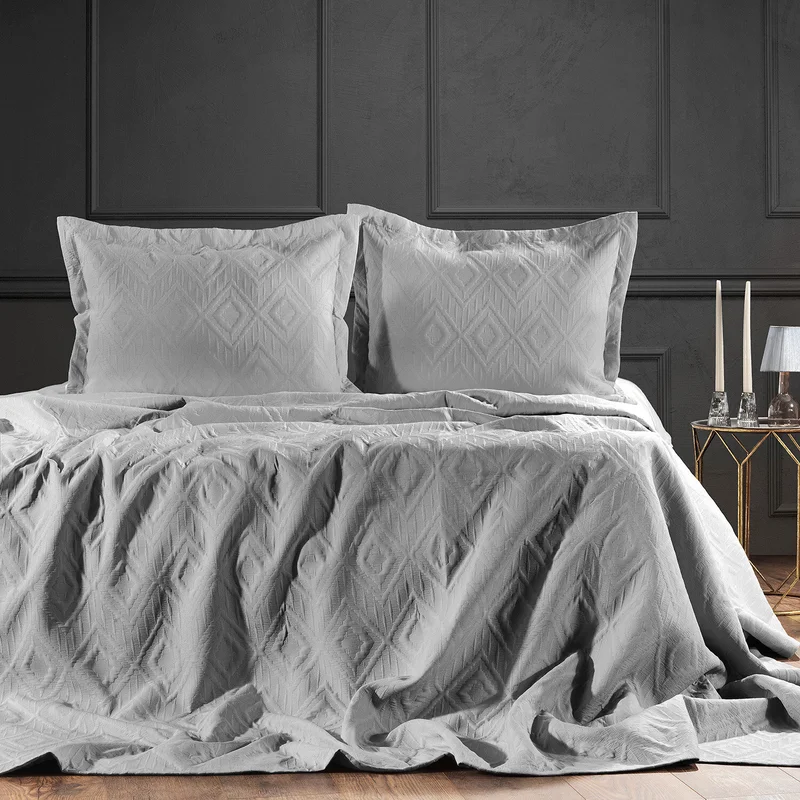 شافر Glamor Bedspread Set - 3 pieces - Gray