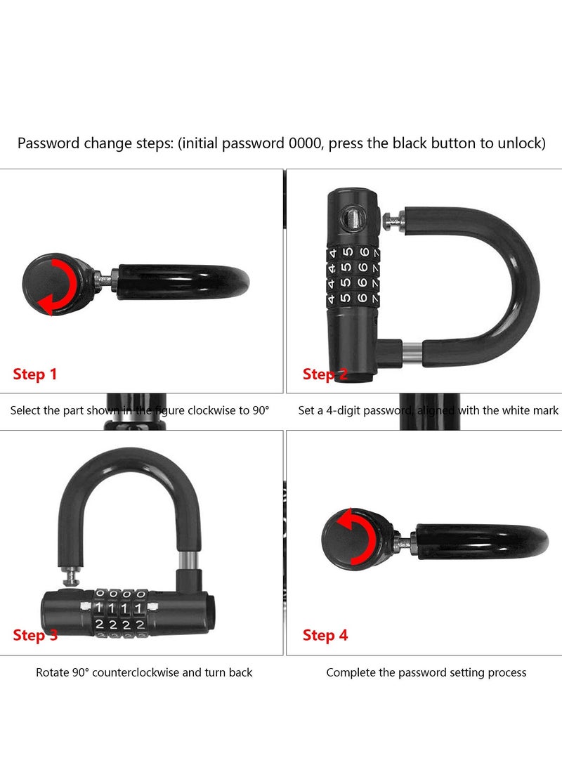 SYOSI Bike Lock, Heavy Duty Outdoor Waterproof Lock with Resettable Code, Digit Combination Padlock, 4 Digit Code Lock Anti Theft for Gates, Mountain Bike, Scooter Gym, School, Shed Lockers  - Image 3