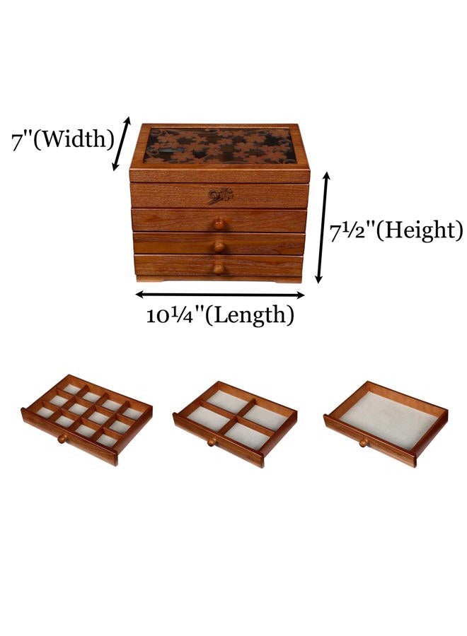 Changsuo Wooden Jewelry Box for Women with, Drawers, Medium Jewelry Storage Organizer - Image 3