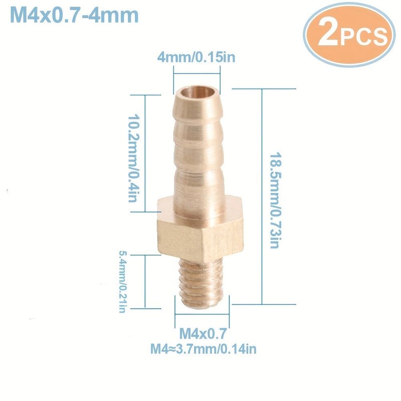 2 قطعة مترية ذكر خيط خرطوم بارب نهاية محول موصل M6 × 1 إلى 4 مم - Image 3