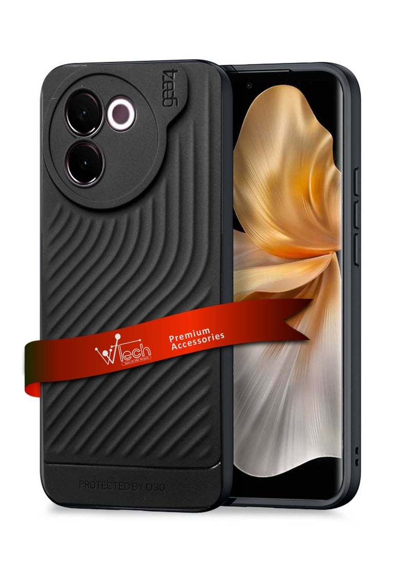 Gear4 Vivo V30e 5G 2024 Liquid Silicone With Wavey Texture Case Cover - Black - Image 1