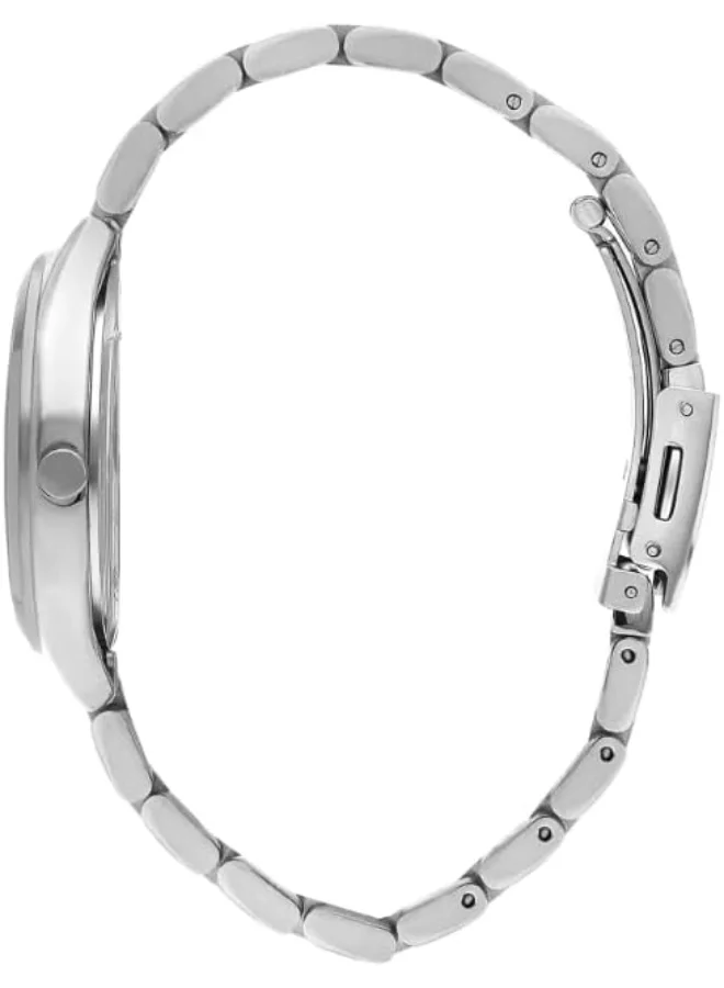 لي كوبر ساعة لي كوبر نسائية موديل  بحركة عرض تناظرية وسوار معدني فضي