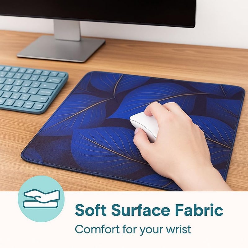 omne TECH Mousepad for Desk | Smooth Waterproof Surface, Anti-Slip Rubber Base, Durable & Comfortable Mouse Pad for Office, Laptop & Computer (RED) (Blue) - Image 2