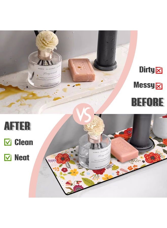 aquoechd Sink Faucet Absorbing Mat, 2 Pack Drying Mat Around Faucet Sink Splash Guard Behind Faucet Sinkmat For Kitchen Bathroom Island Rv 24 * 5.5 Inch (60 * 14 cm) - Image 3