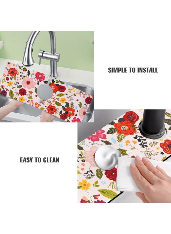 aquoechd Sink Faucet Absorbing Mat, 2 Pack Drying Mat Around Faucet Sink Splash Guard Behind Faucet Sinkmat For Kitchen Bathroom Island Rv 24 * 5.5 Inch (60 * 14 cm) - Image 4