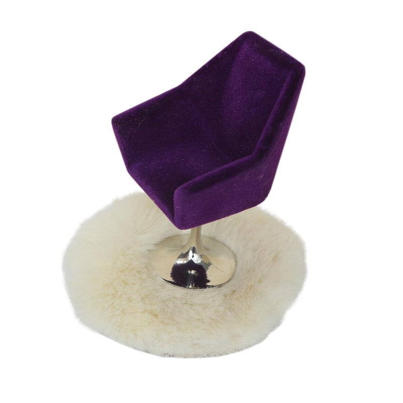 iLAND Dollhouse Furniture and Accessories Set Miniature Swivel Chair Carpet Modern for Dollhouse Livingroom Purple - Image 3