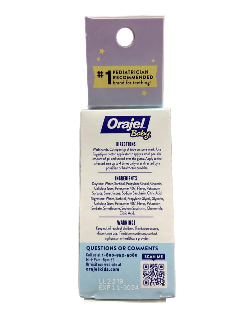 Orajel Non-Medicated Baby Teething Day & Night Cooling Gels 0.18 oz Twin Pack (Pack of 2) - Image 2