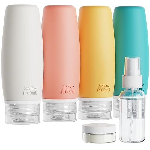 PACKISM TSA Approved Toiletry Bottles  6 Pack Leak Proof 34oz Silicone Travel Bottles for Toiletries Refillable Liquid Travel Accessories for Shampoo Conditioner Lotion Body WashBPA Free