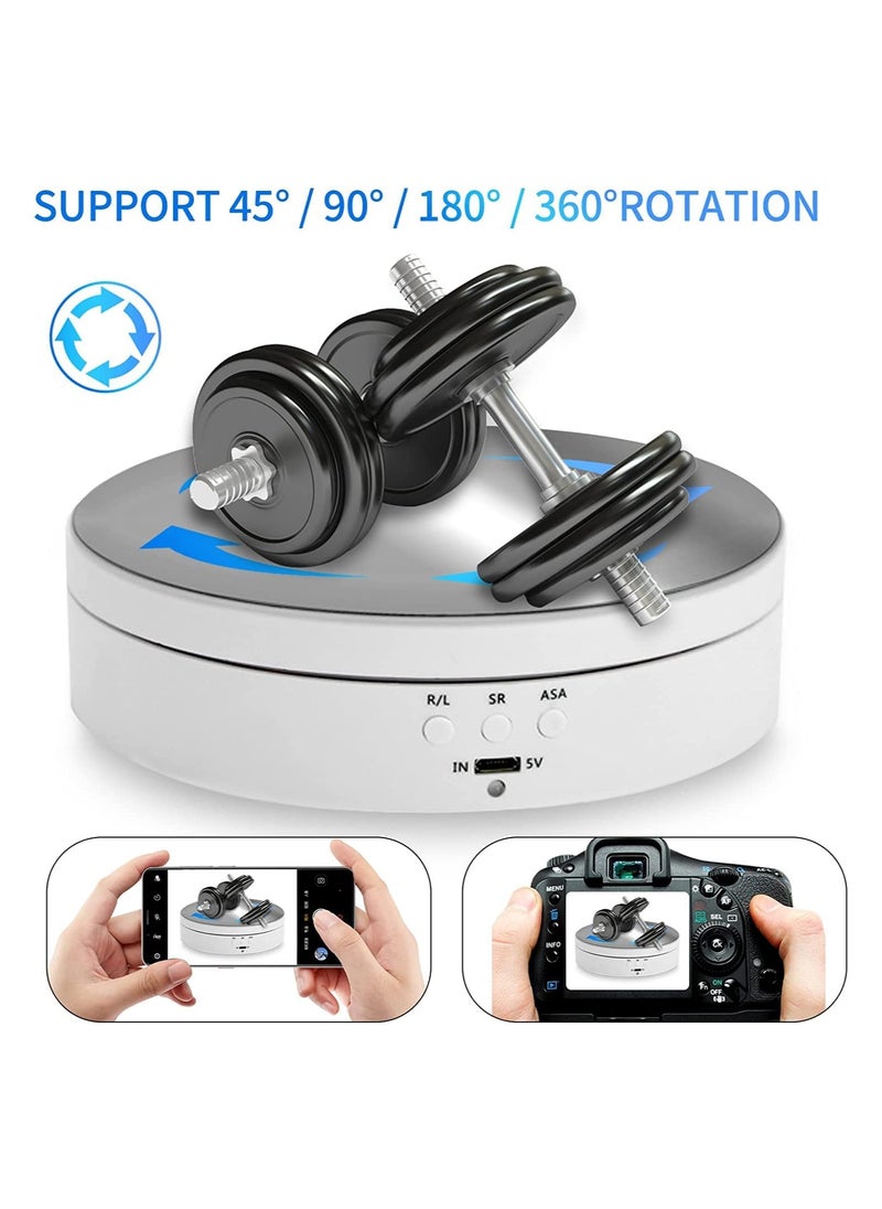 Generic - Rotating Display Stand, 360° Motorized Photography Turntable with 1 PVC Background, for Photography Products Display, Jewelry, Watch, 3D Models Panoramic Display, Max Load 6.6Lb USB Video Show (White) - Image 1