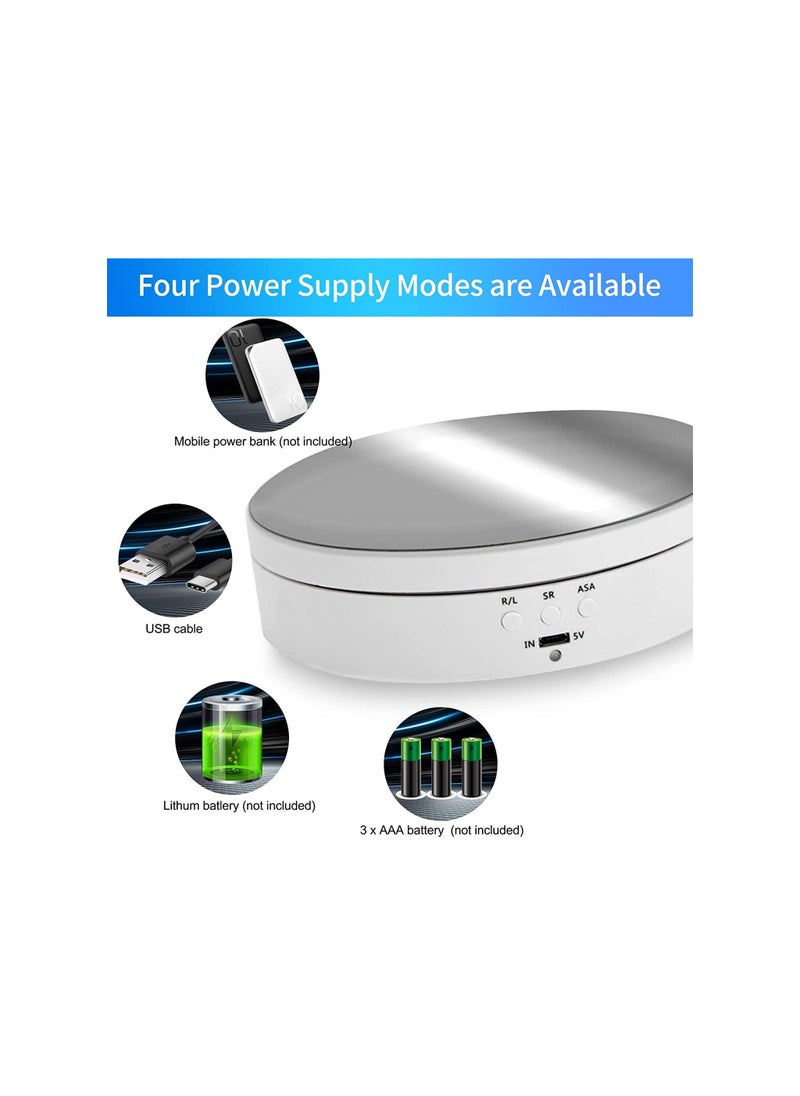 Generic - Rotating Display Stand, 360° Motorized Photography Turntable with 1 PVC Background, for Photography Products Display, Jewelry, Watch, 3D Models Panoramic Display, Max Load 6.6Lb USB Video Show (White) - Image 1
