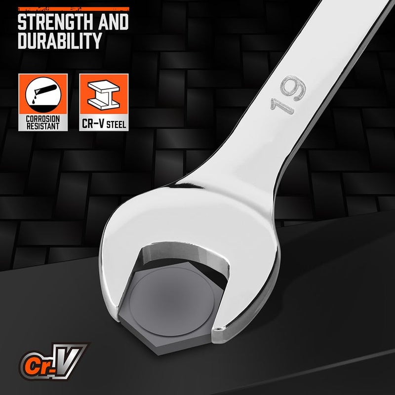 HORUSDY 12-Piece Metric Wrench Set | Combination Wrench Set with Organizer | 12 Point | 8mm - 19mm | Chrome Vanadium Steel - Image 3