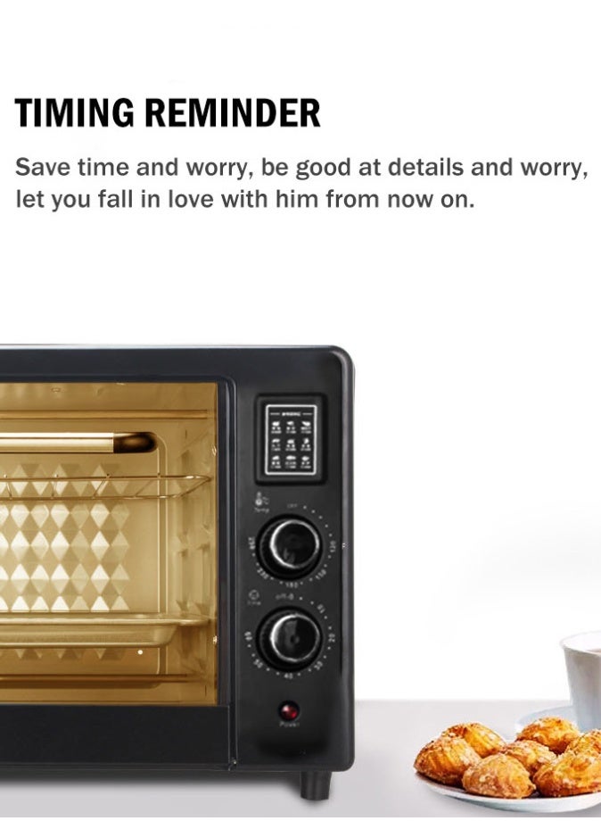 الحلم فرن كهربائي من رويا دا، سعة 48 لترًا، فرن سطحي كبير السعة بقوة 2000 وات، مع تحكم مستقل في درجة الحرارة العلوية والسفلية، هيكل من الفولاذ المقاوم للصدأ، مؤقت، للخبز والشواء، فرن متعدد الوظائف للمطبخ المنزلي - قابس أوروبي 220 فولت - Image 4