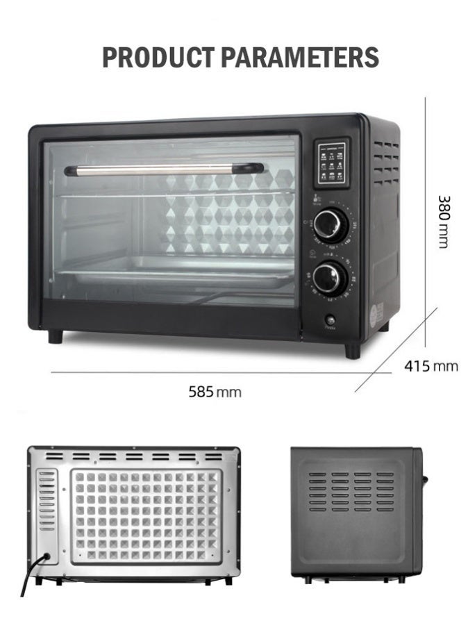 الحلم فرن كهربائي من رويا دا، سعة 48 لترًا، فرن سطحي كبير السعة بقوة 2000 وات، مع تحكم مستقل في درجة الحرارة العلوية والسفلية، هيكل من الفولاذ المقاوم للصدأ، مؤقت، للخبز والشواء، فرن متعدد الوظائف للمطبخ المنزلي - قابس أوروبي 220 فولت - Image 3