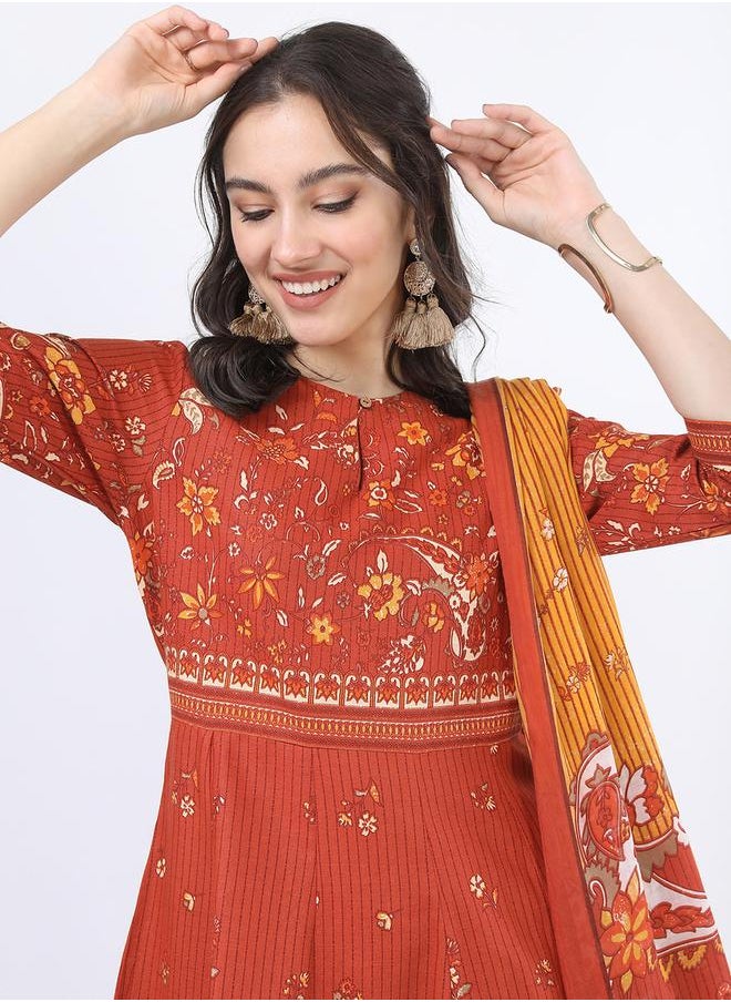 Vishudh Women Multi Colored Cotton Kurta Set with Dupatta by Styli  - Image 2