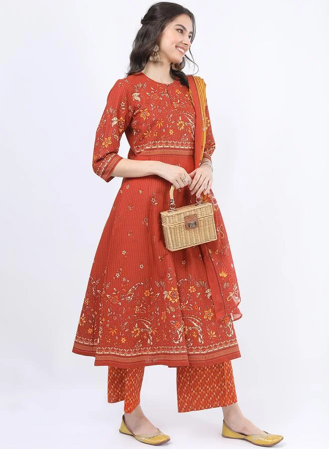 Vishudh Women Multi Colored Cotton Kurta Set with Dupatta by Styli