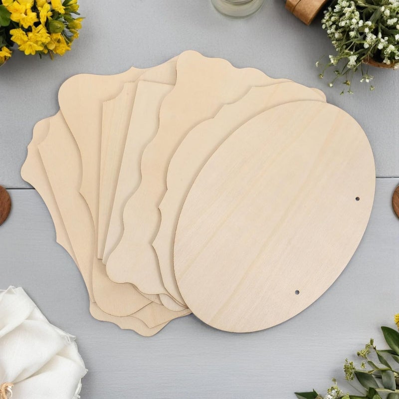 Healifty 16pcs Unfinished Wooden Hanging Signs Set with Ropes, Blank Wood Door Plaques for DIY Painting and Farmhouse Front Door Decor, Oval, Butterfly, Lantern, House Shapes for Home Wall - Image 5