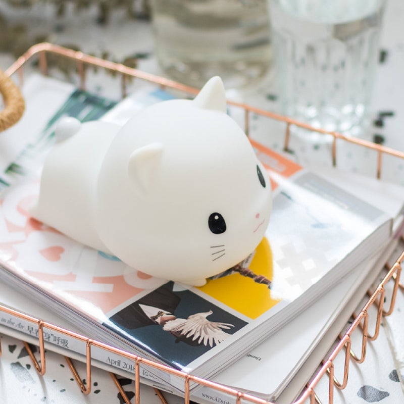1pc Lovely Cat Shaped Night Lamp Patting Control Light Small USB Night Lamp - Image 5