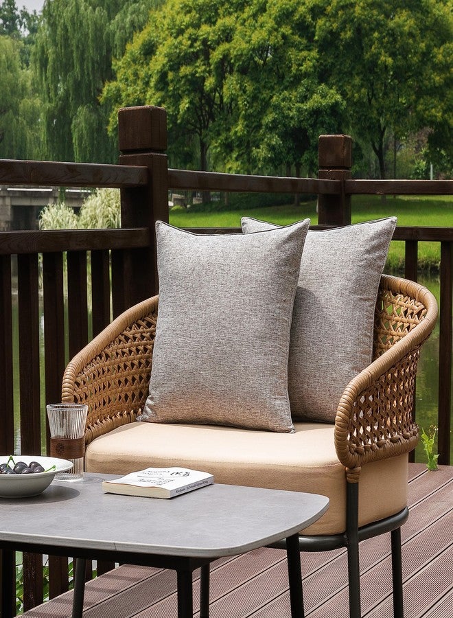 NiNi ALL Outdoor Waterproof Throw Pillow Covers Set of 2 Decorative Farmhouse Garden Pillowcase Solid Cushion Cases for Patio Tent Couch 18x18 inch Grey - Image 2