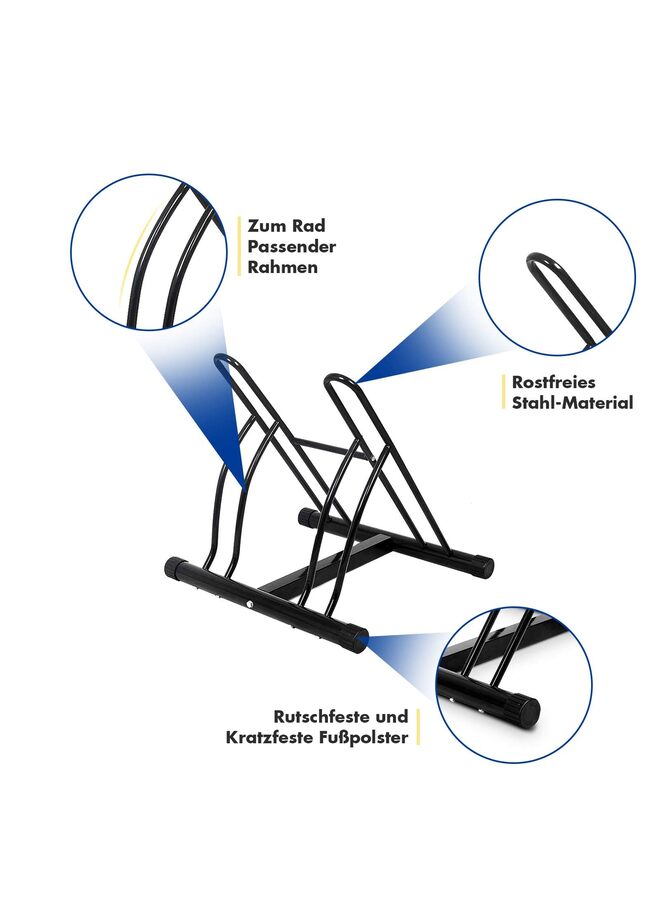 2 Bicycle Floor Type Parking Rack Stand, Cycling Rack Storage Organizer w/ 2 Portion, Bike Floor Stand Bike Parking Rack Garage Bike Storage Stand Indoor Garage Storage - Image 2