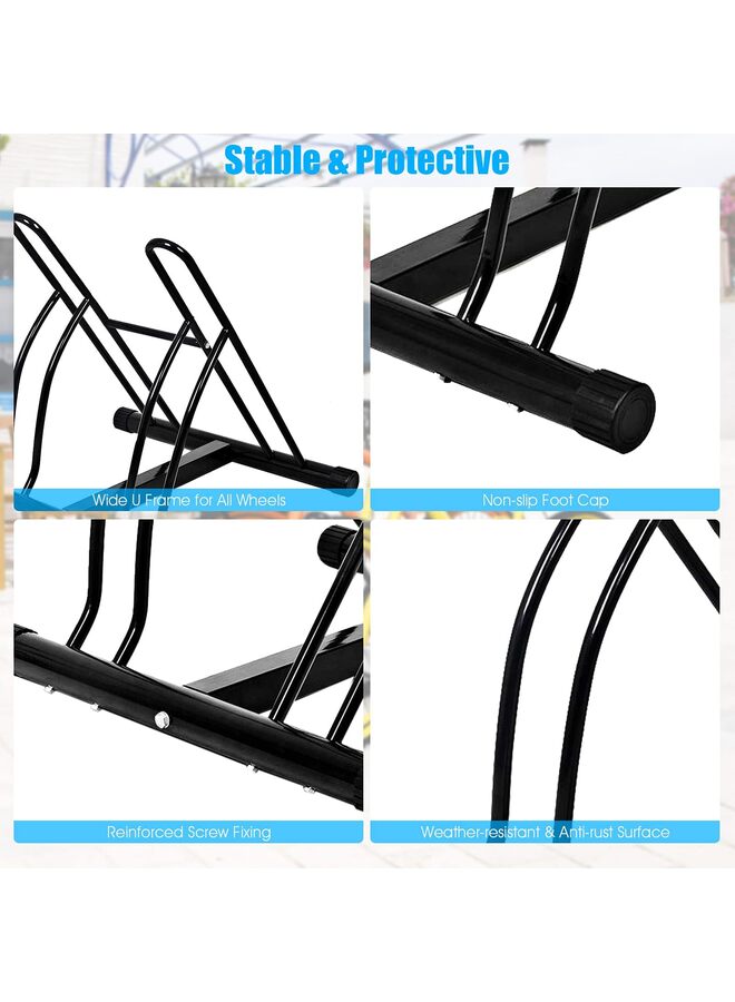 2 Bicycle Floor Type Parking Rack Stand, Cycling Rack Storage Organizer w/ 2 Portion, Bike Floor Stand Bike Parking Rack Garage Bike Storage Stand Indoor Garage Storage - Image 3