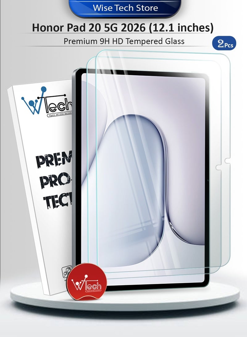 Wtech [2 Pack] Honor Pad 20 / Honor Pad 20 Pro / Honor Pad 20 Paperlike Edition (12.1 inches) Premium Series Curved Edges 9H HD Full Cover Tempered Glass Tablet Screen Protector - Clear - Image 1