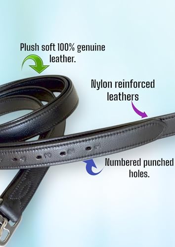 SIE 54" / 60" New 1" Super Soft Cow Leather English Stirrup Leathers Nylon Core Non Stretch Leathers (Black, 54" x 1") - Image 2