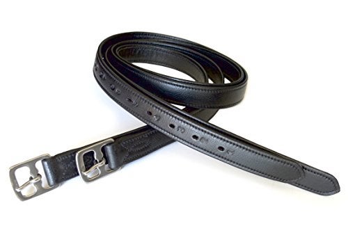 SIE 54" / 60" New 1" Super Soft Cow Leather English Stirrup Leathers Nylon Core Non Stretch Leathers (Black, 54" x 1") - Image 4