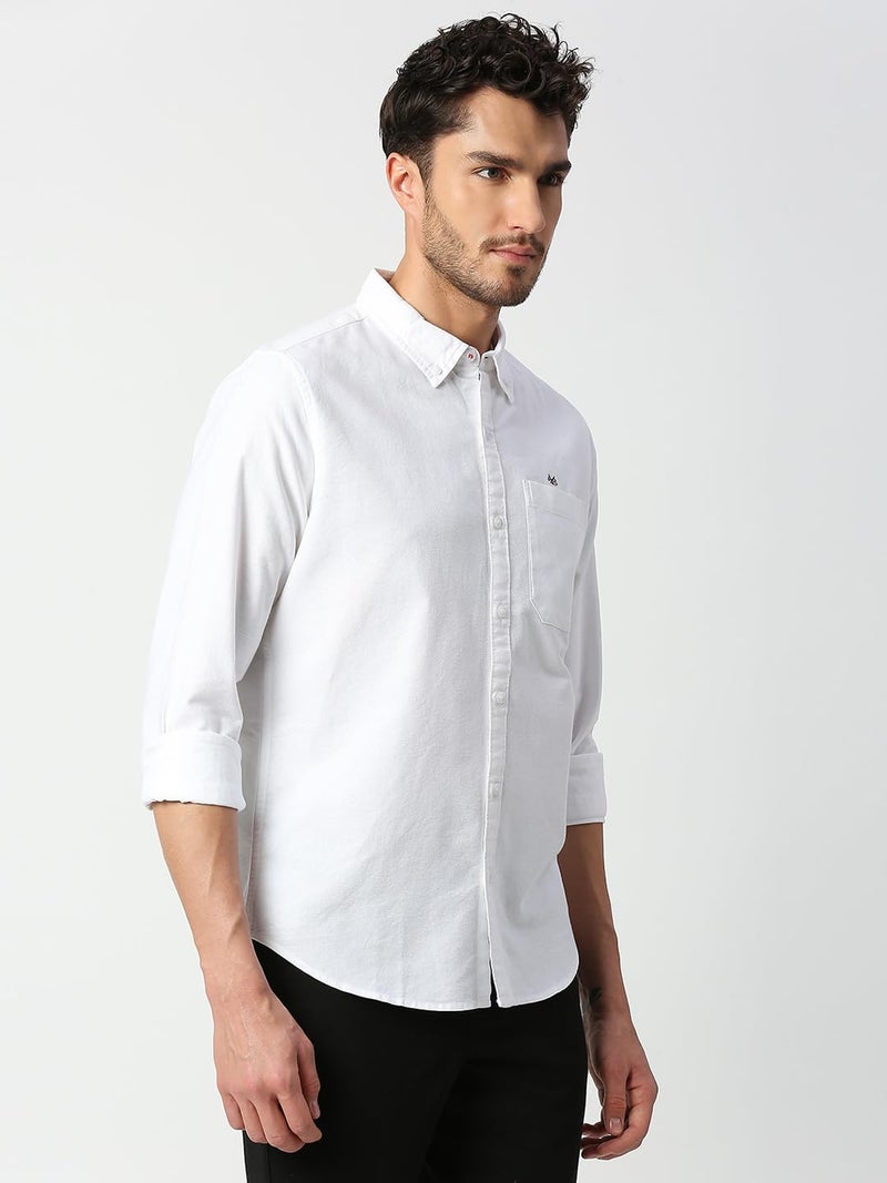 Thomas Scott Mens | Full Sleeve | Solid Plain Color | Regular Fit | 100% Cotton | Button Down Collar | Casual | Shirt (White_2XL) - Image 2
