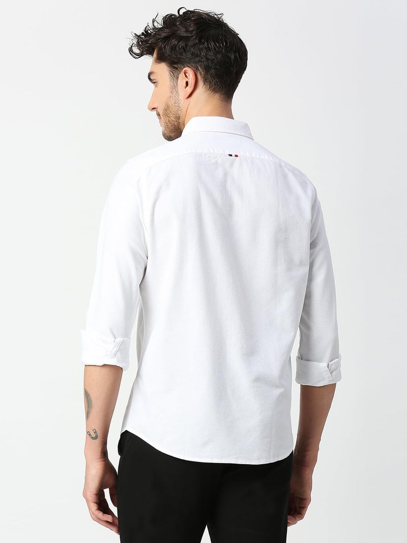 Thomas Scott Mens | Full Sleeve | Solid Plain Color | Regular Fit | 100% Cotton | Button Down Collar | Casual | Shirt (White_2XL) - Image 4