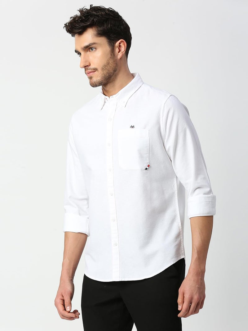 Thomas Scott Mens | Full Sleeve | Solid Plain Color | Regular Fit | 100% Cotton | Button Down Collar | Casual | Shirt (White_2XL) - Image 3