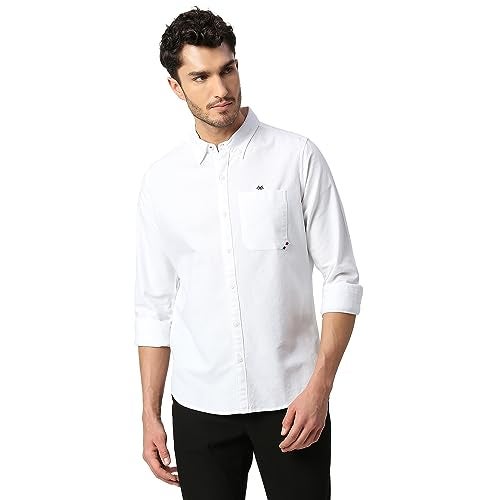 Thomas Scott Mens | Full Sleeve | Solid Plain Color | Regular Fit | 100% Cotton | Button Down Collar | Casual | Shirt (White_2XL) - Image 1
