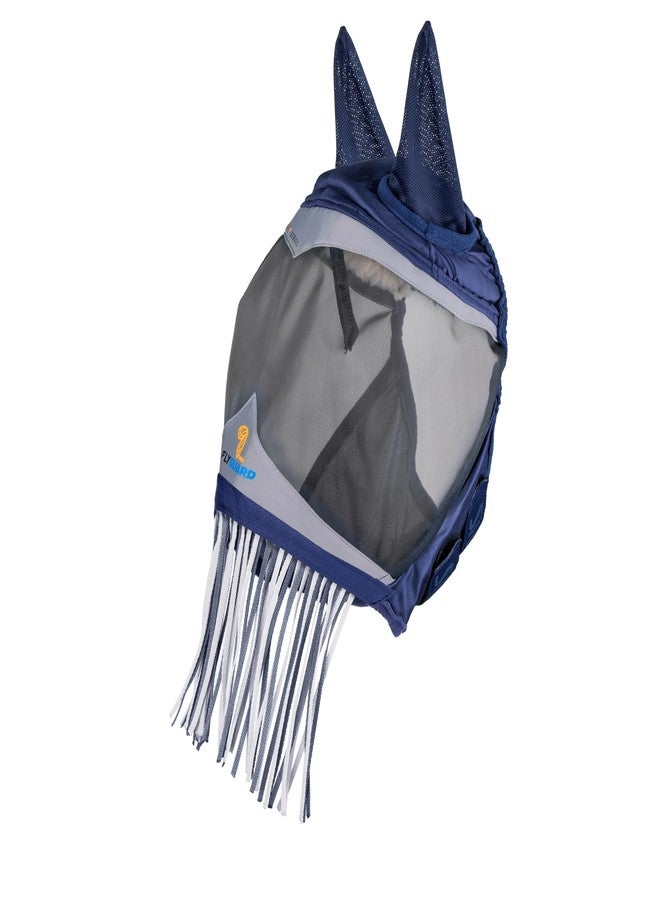 شيريس قناع الذباب Shires FlyGuard Pro ذو الشبكة الدقيقة مع حماية من الأشعة فوق البنفسجية، لون كحلي/بني فاتح/أطراف للأذنين والأنف - Image 2