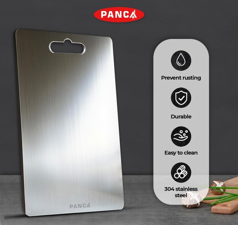 PANCA Stainless Steel Chopping Board 32x21 cm | Heavy-Duty Cutting Board for Kitchen | Vegetable, Fruit & Meat Chopper Board (Medium - 32cm* 21cm) - Image 2