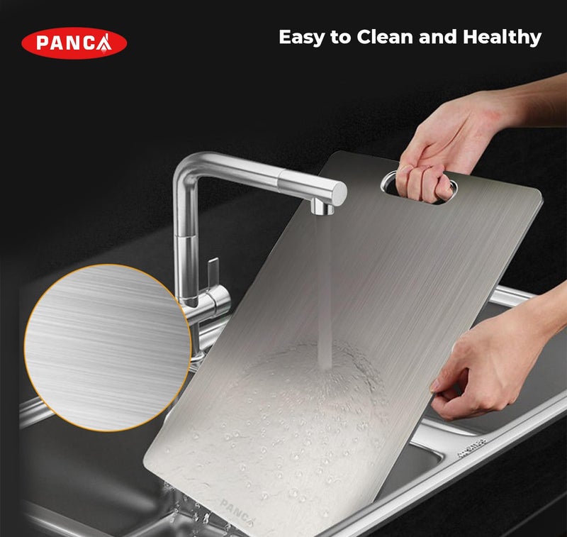 PANCA Stainless Steel Chopping Board 32x21 cm | Heavy-Duty Cutting Board for Kitchen | Vegetable, Fruit & Meat Chopper Board (Medium - 32cm* 21cm) - Image 4