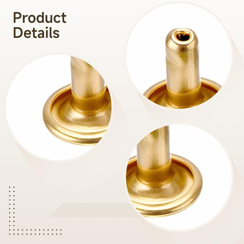 Golden Double Cap Rivets, 120 Pcs with Tools, 4 Sizes Kit for Leather Crafting, DIY, Clothes and Bags Decoration - Image 4