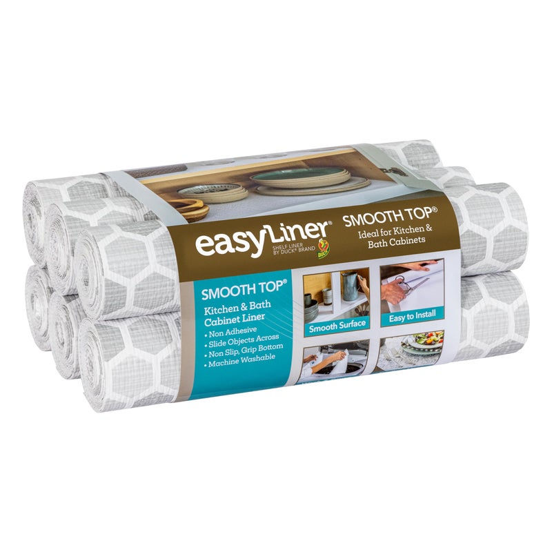 Smooth Top EasyLiner for Cabinets  Drawers  Easy to Install  Cut to Fit  Shelf Paper  Drawer Liner Non Adhesive  Non Slip Shelf Liner  12in x 10ft  6 Roll Project Pack Gray Subtle