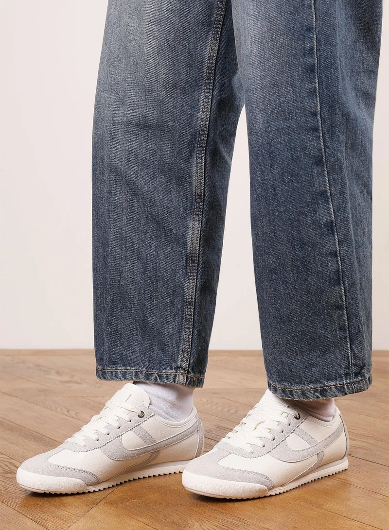 Where's That From 'Caia' Court Lace up Trainer with Stripe detail