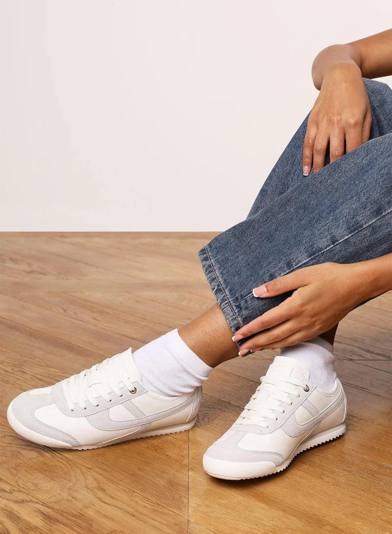 Where's That From 'Caia' Court Lace up Trainer with Stripe detail