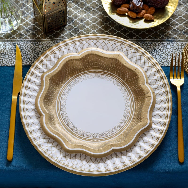 Talking Tables 24 x Large Gold Disposable Paper Plates-Strong and Sturdy Elegant Pretty Design Recyclable Dishes for Christmas, Birthday Party, Weddings, Anniversary 10.6â€™ - Image 3