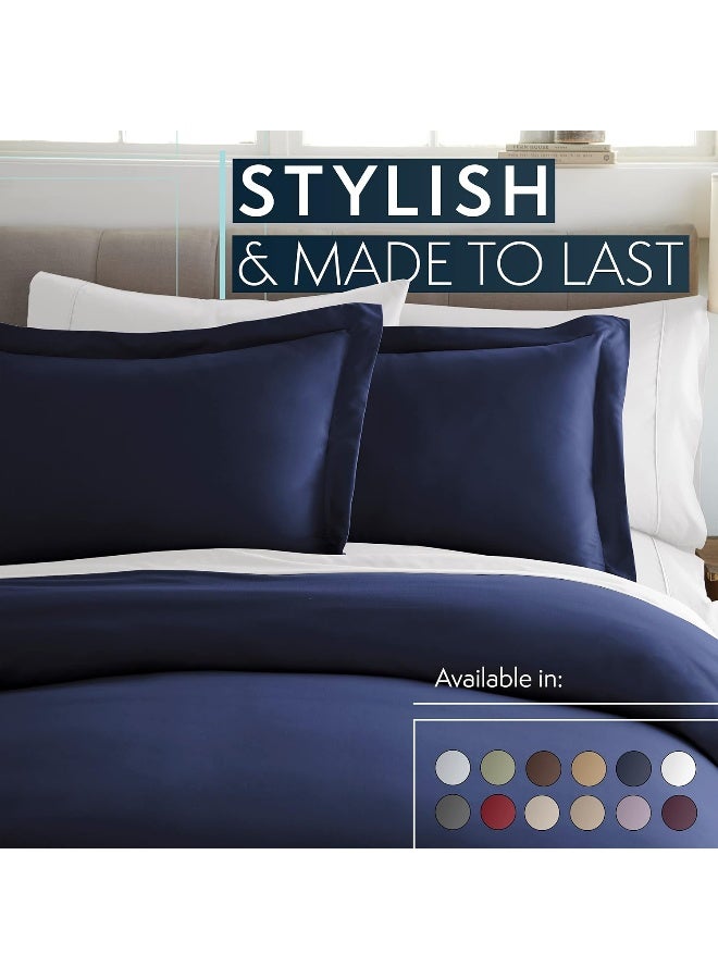 HC COLLECTION Duvet Cover - Navy King Size Duvet Cover - 3 Piece Soft Breathable Microfiber Duvet Cover Set with Zipper Closure & 2 Pillow Shams - Image 4