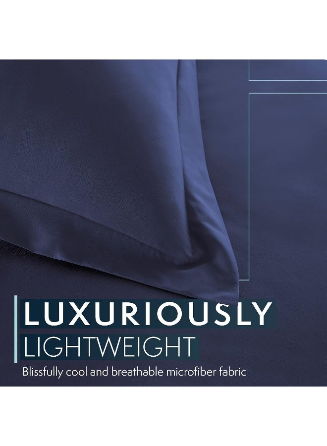 HC COLLECTION Duvet Cover - Navy King Size Duvet Cover - 3 Piece Soft Breathable Microfiber Duvet Cover Set with Zipper Closure & 2 Pillow Shams - Image 2
