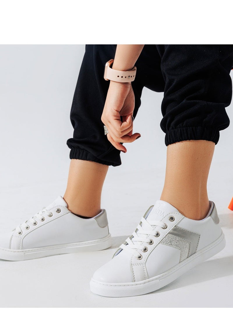 Run  Sneakers Flat-Side Arrows-SN-8-white Silver - Image 3
