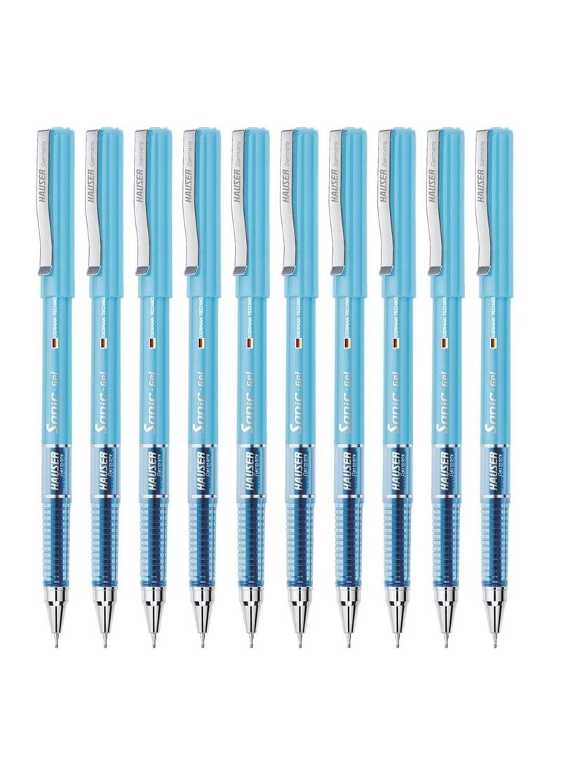 Hauser Sonic  Gel Pen Box Pack of 10 Pens Blue Ink - Image 1