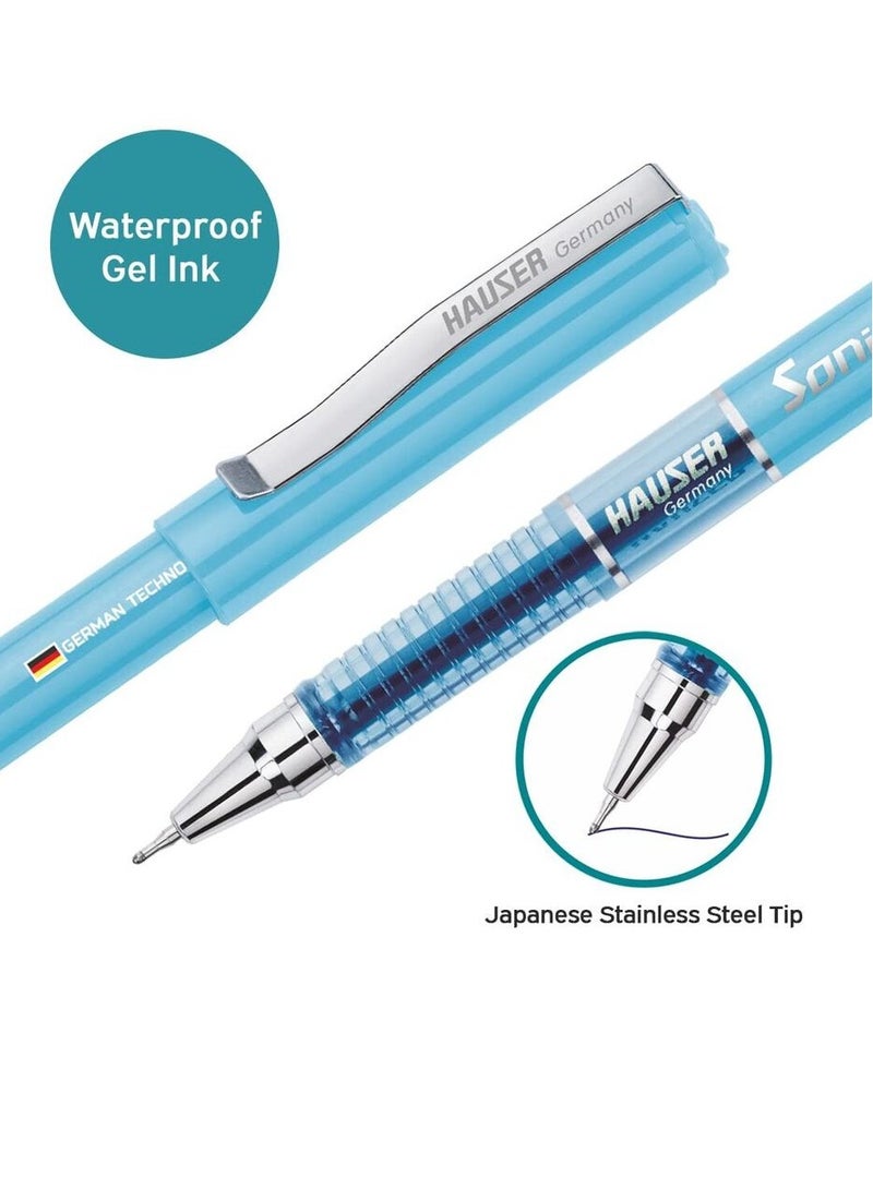 Hauser Sonic  Gel Pen Box Pack of 10 Pens Blue Ink - Image 3
