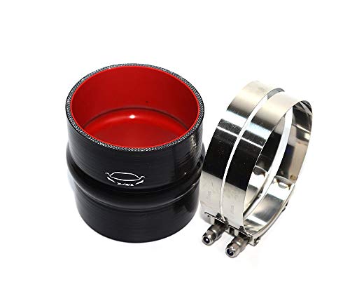 TenkeAuto 4-Ply Reinforced 3.75" ID Straight Hump Coupler Silicone Hose 4" Length With T Bolt Clamp for Turbo/Intercooler/Piping (3.75" Black) - Image 2