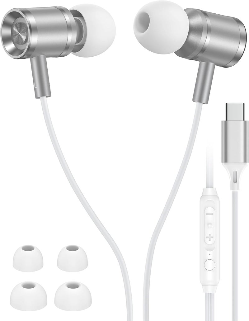 AILKIN iPhone 17 USB C Headphones Wired, Earbuds with Microphone for iPhone 17 Air 16 15 Pro Max, Type C in-Ear Headphones with Mic, USBC Wired Ear Buds for Samsung Galaxy S25 S24 Ultra A17 Pixel Earphones - Image 1