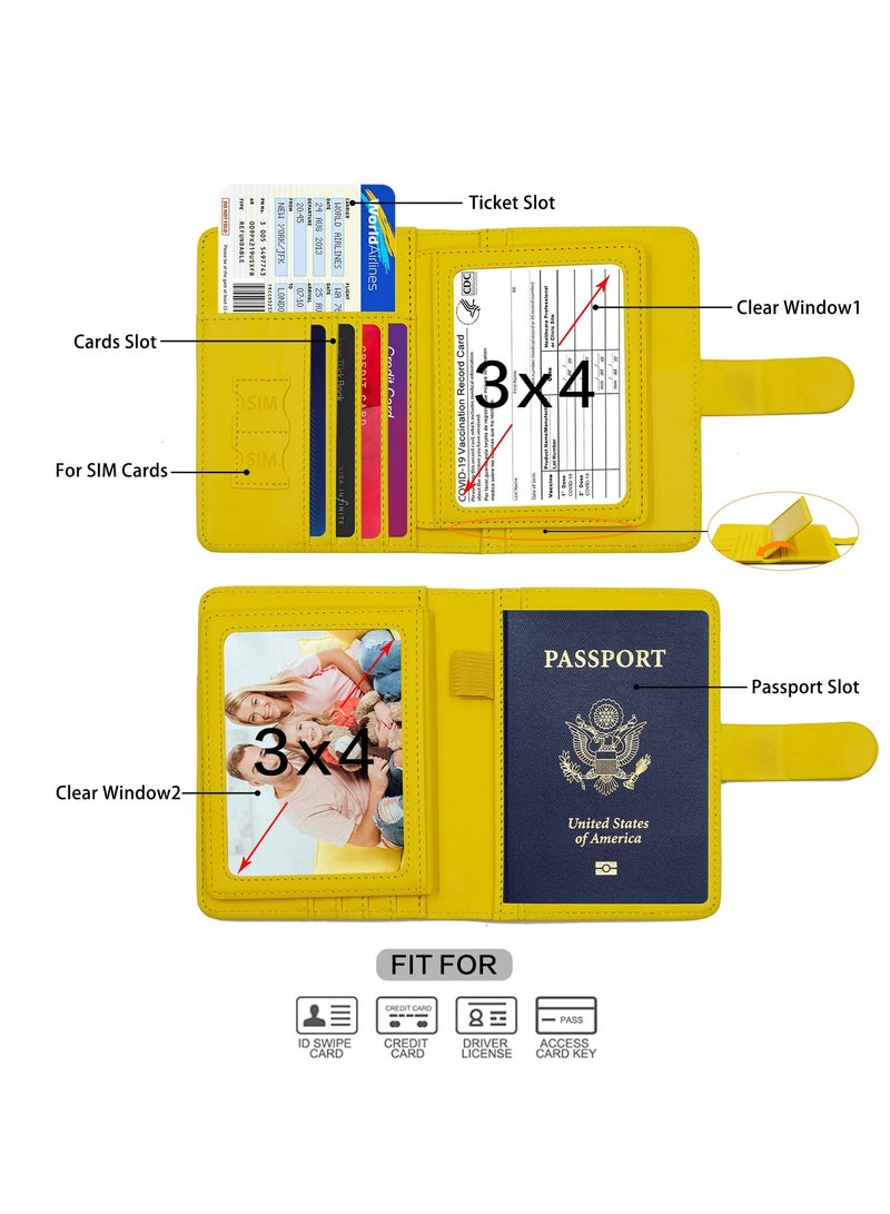 Excefore Passport Holder, Passport Holder Card Slots, Creative Aircraft Certificate Storage Bag, Cute Passport Cover for Women and Men, Waterproof Rfid Blocking Travel Wallet (Yellow)  - Image 3