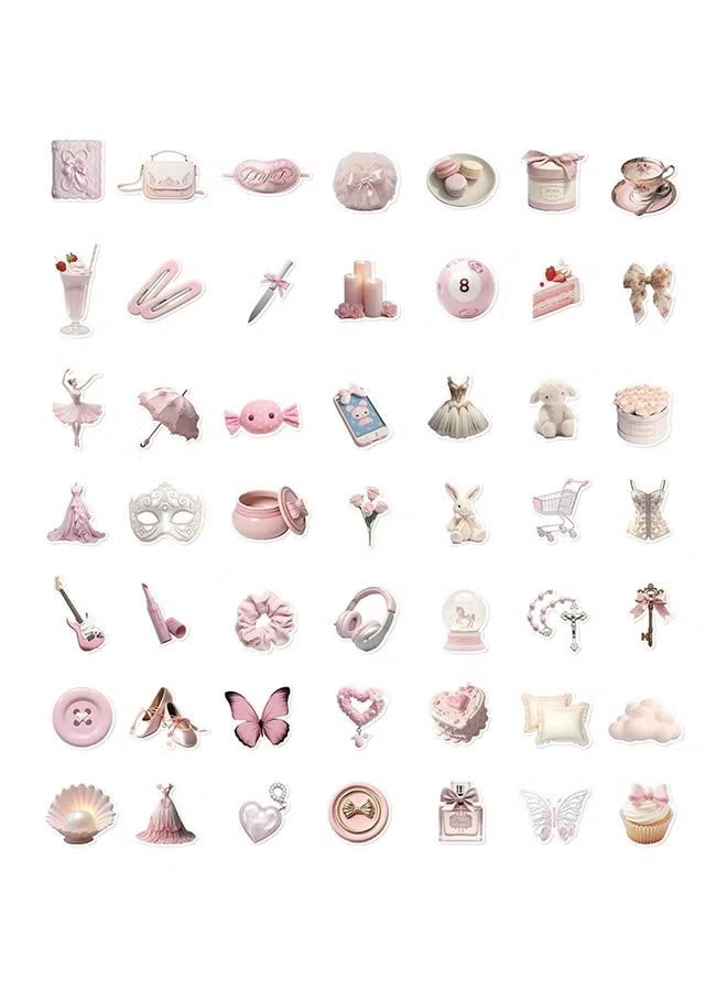 Organizer 50Pcs Girls Gentle Ballet Pink Sticker, Pink Aesthetic Graffiti Sticker for Kids Teens, Cute Pink Laptops Decals for Water Bottles Journal Bag Phone - Image 2