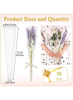 Aikanbo 50 Pcs Single Rose Sleeve with 15 Pcs Floral Water Tubes for Bouquets, Single Flower Sleeve Flower Wrapping Bags Flower Water Tubes for Mother's Day Graduation Party(Transparent)  - Image 3
