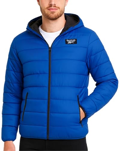 Reebok Mens Puffer Jacket - Lightweight Quilted Glacier Shield Plus Size Puffer Jackets for Men - Insulated Mens Winter Coats, Size Small, Vector Blue - Image 1